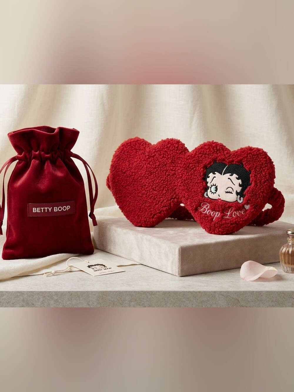 Betty Boop Plush Red Heart Sleep Mask Set
